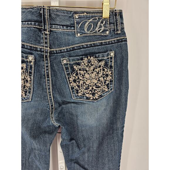 Code Blue Women's Mid Rise Skinny Embroidered Pocket Button Closer Jeans Size 27 - Picture 5 of 6